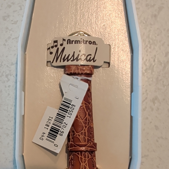 Armitron Musical Watch with Gold Case and Brown Strap - Picture 3 of 5